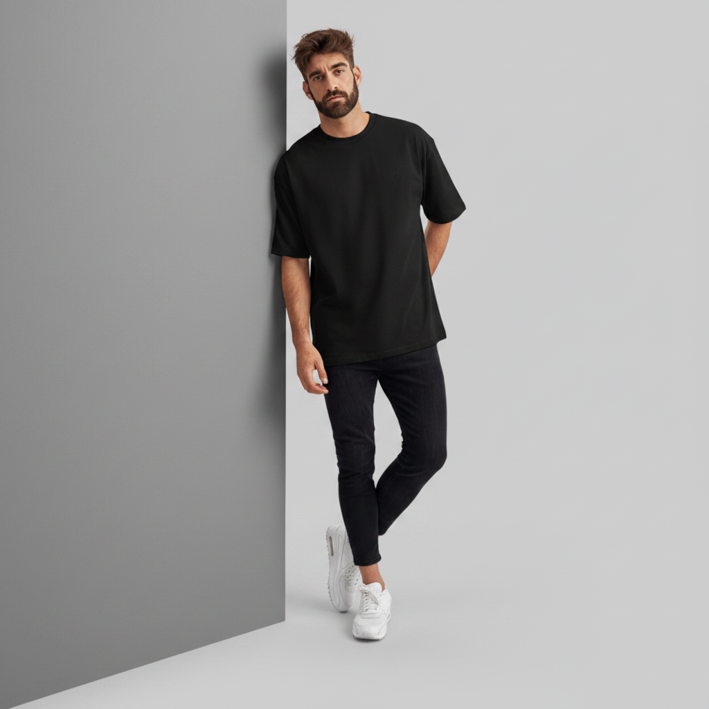 Oversized Preta - Suedine
