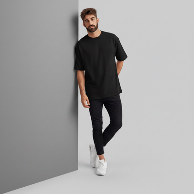 Oversized Preta - Suedine